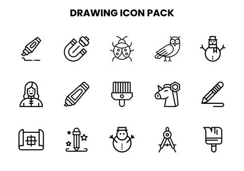Drawing Line Icons Pack Stock Illustration