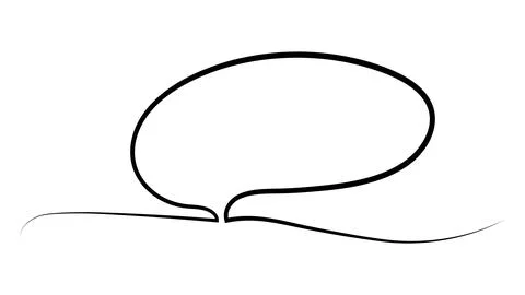 Drawing line quote, continuous speech bubble, balloon cloud text border Illustrazione stock