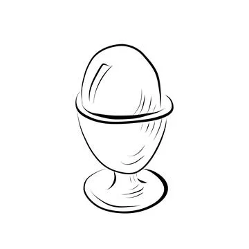 Drawing lines. line art egg in a stand, breakfast. Vector Stock Illustration