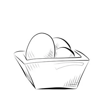 Drawing lines. line art egg in a stand, breakfast. Vector Stock Illustration