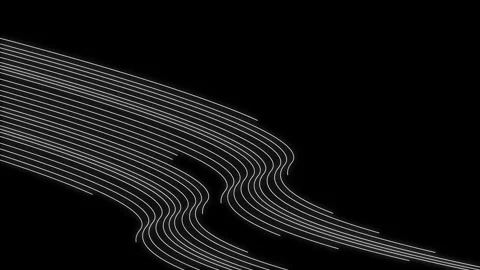 Drawing lines striped in black background. White beams path way with round o Stock Footage 247022517