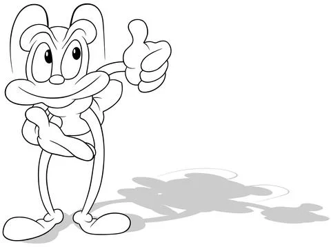 Drawing of a Long-legged Beetle Showing a Thumbs Up Stock Illustration