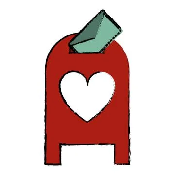 Drawing love mail post box message valentine Stock Illustration