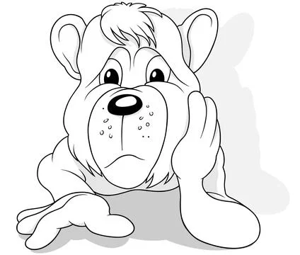 Drawing of a Lying Teddy Bear with its Head Supported Stock Illustration