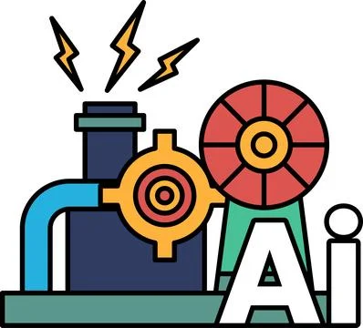 A drawing of a machine with the letters AI in the middle 스톡 일러스트