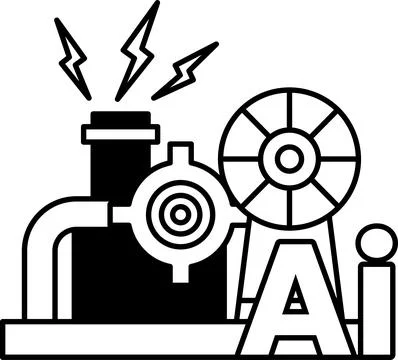 Drawing of a machine with the letters AI in the middle 스톡 일러스트