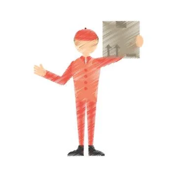 Drawing man post mail box Stock Illustration