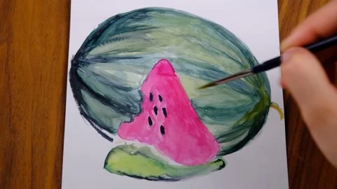 Drawing man watermelon Stock Footage 236282185