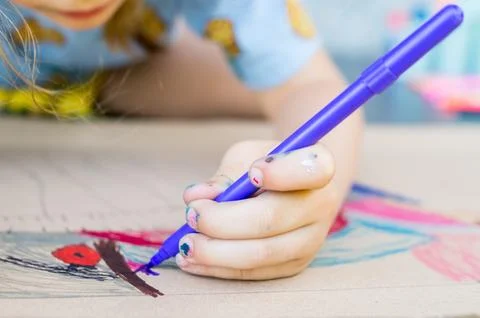 Drawing with markers Stock Photos