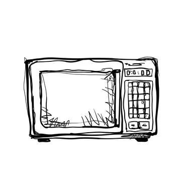 Drawing of a microwave oven with a simple design on a white background show.. Stock Illustration
