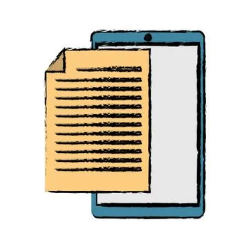 Drawing mobile phone document file paper digital Stock Illustration