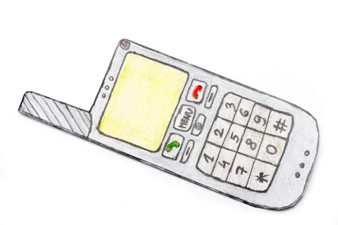 Drawing of mobile phone Stock Photos