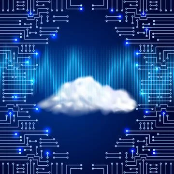 Drawing modern electronic circuit with digital concept cloud Stock Illustration