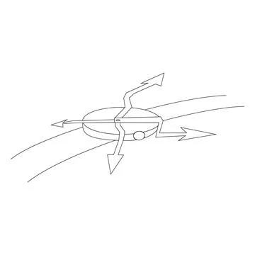 Drawing of movement on the clock, arrows of the cardinal directions, vector i Stock Illustration