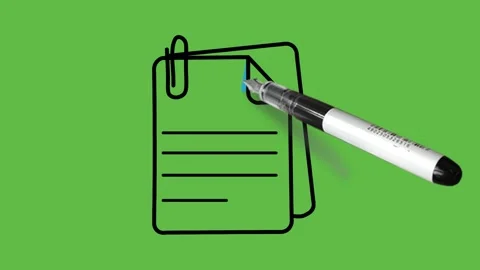 Drawing multiple file with attachment in black and blue colour on green screen Vídeo Stock 156401496