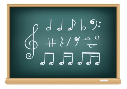 Drawing music notes by a chalk Stock Illustration