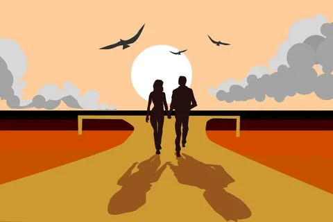 Drawing of Nature Beach of Couple Texture on Surface Stock Illustration