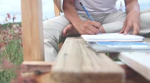 Drawing in nature Stock Footage 53039010