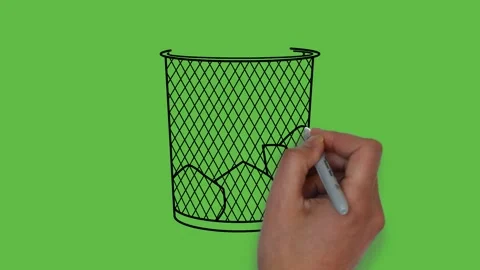 Drawing net basket fill with object in black and blue colour on green screen 動画素材 156403000
