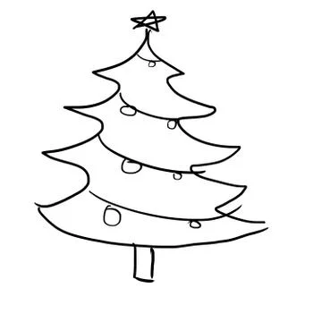 Drawing of a New Year tree on the white Stock Illustration