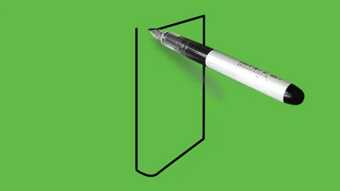 Drawing notebook in blue and white colour with black outline on green screen Vidéo 157430807