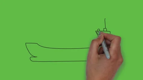 Drawing an ocean ship with black and blue color combination Видео 150367522