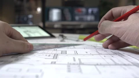 Drawing In Office Video stock 202147406