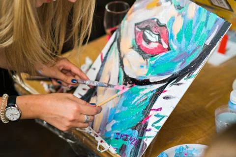 Drawing with oil Stock Photos