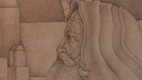Drawing old man's face Stock Footage