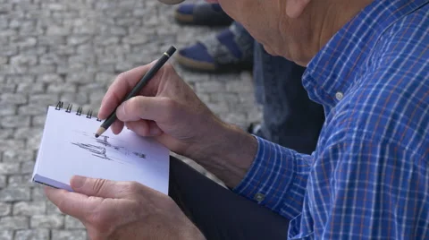 Drawing in the Old Town Square of Prague Stock Footage 56239496