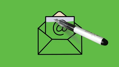 Drawing open mail in black, light brown, light pink and light grey colour Video stock 156401305