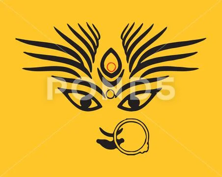 Image of Sketch Of Goddess Durga Matha Or Chamundi Closeup Face Editable  Outline Illustration-MY975463-Picxy