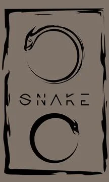 Drawing of ouroboros in primitive ancient style, year of snake Stock Illustration