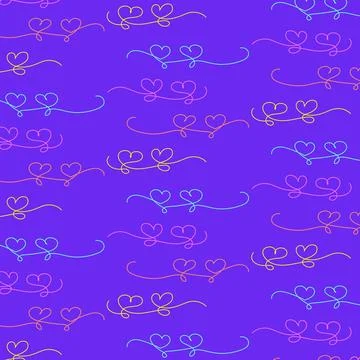 Drawing of outline threads twisted into hearts on a bright blue background... Stock Illustration