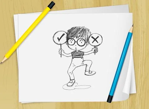 Drawing on paper Illustrazione stock