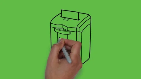 Drawing paper shredder machine in black and light blue colour on  green screen Видео 156402909