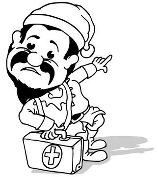 Drawing of a Paramedic as Bearded Dwarf Stock Illustration