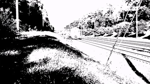 Drawing Passenger Train At Railway With The Front View Stock Footage 84951654
