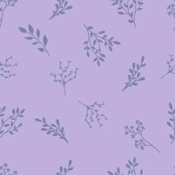 A drawing of a pattern of purple leaves on a violet background. Floral seamle Illustrazione stock