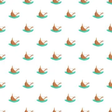 Drawing pattern of sinking sailboats on white water Illustrazione stock