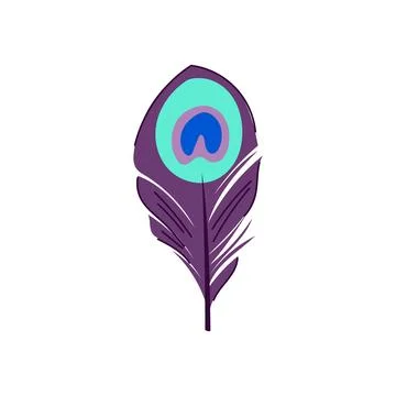 Drawing peacock feather cartoon vector illustration Stock Illustration