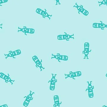 Drawing pen character line vector seamless pattern Stock Illustration