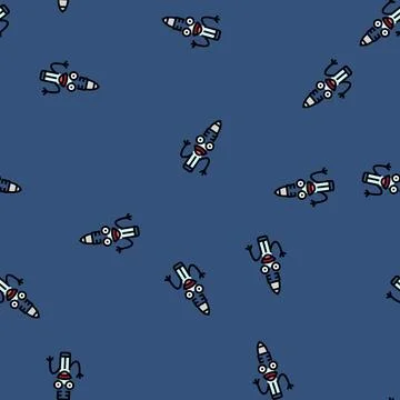 Drawing pen character vector seamless pattern Illustrazione stock