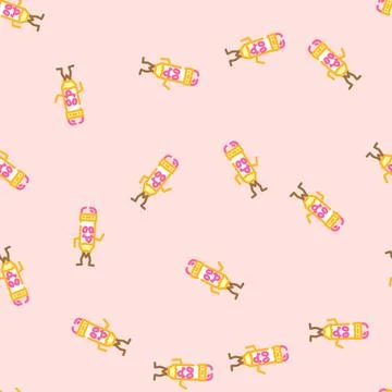 Drawing pen character vector seamless pattern 库存插图