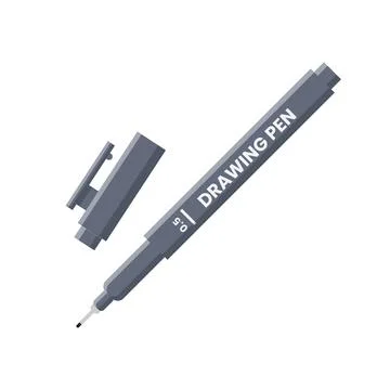 Drawing Pen Without Cap Flat Illustration. Clean Icon Design Element on Iso.. Illustrazione stock