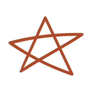 Drawing of a pentagram symbol on white background Ilustração Stock
