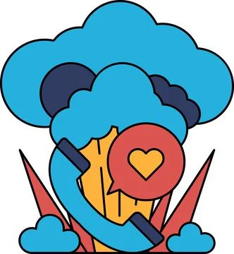 A drawing of a phone with a heart on it Stock Illustration