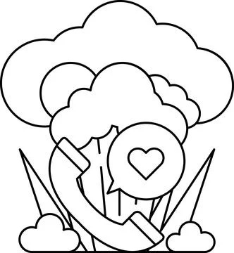 A drawing of a phone with a heart on it Stock Illustration