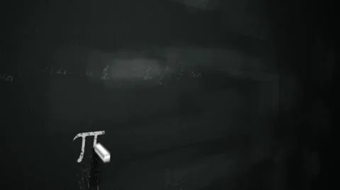 Drawing of pi on chalboard. Mathematics education school class physics Stock Footage 33398457