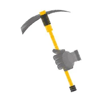 Drawing pickaxe tool mining extraction glove Illustration